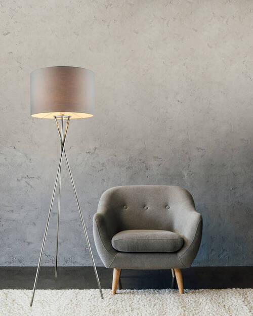 Stehleuchte 24687 - Chromfarben/Grau, KONVENTIONELL, Textil/Metall (62/160cm) - Globo