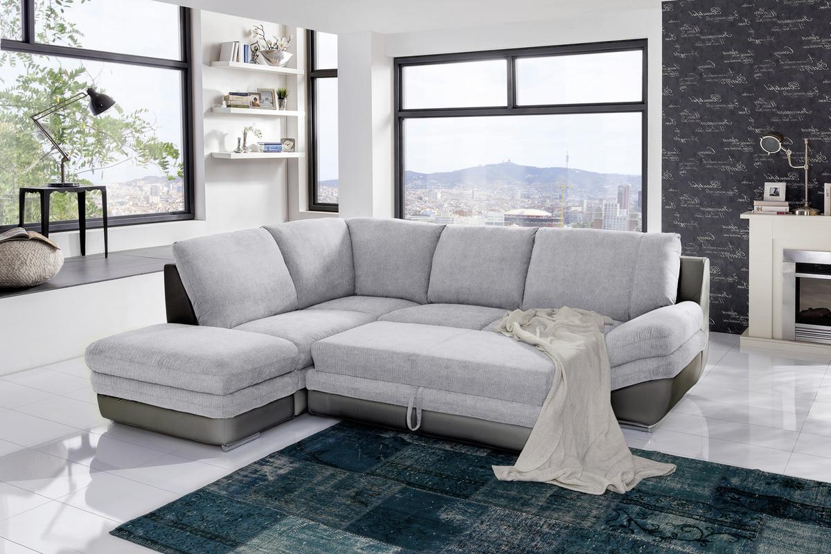 Wohnlandschaft In L-form Nardo 221x264 Cm - Chromfarben/Dunkelgrau, MODERN, Textil (221/264cm) - MID.YOU