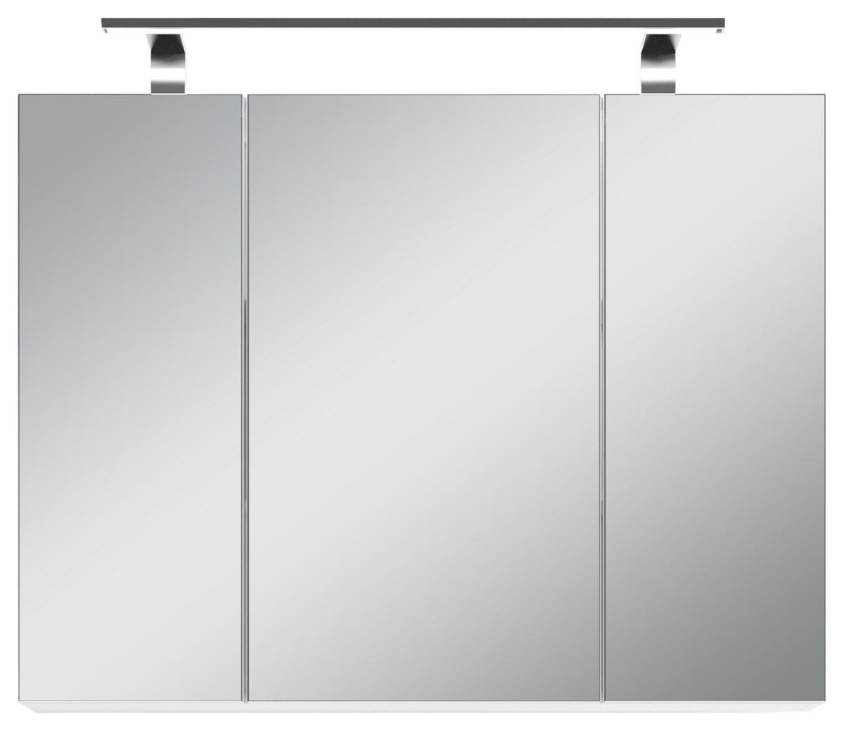 Spiegelschrank Spree Mit Led 3-Türig Bxhxt 80x60x20 Cm Weiß - Weiß, MODERN, Glas/Holzwerkstoff (80/60/20cm) - MID.YOU