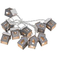 Světelný řetěz HOUSI, D: 165cm - šedá/bílá, Konvenční, dřevo (165l) - Modern Living