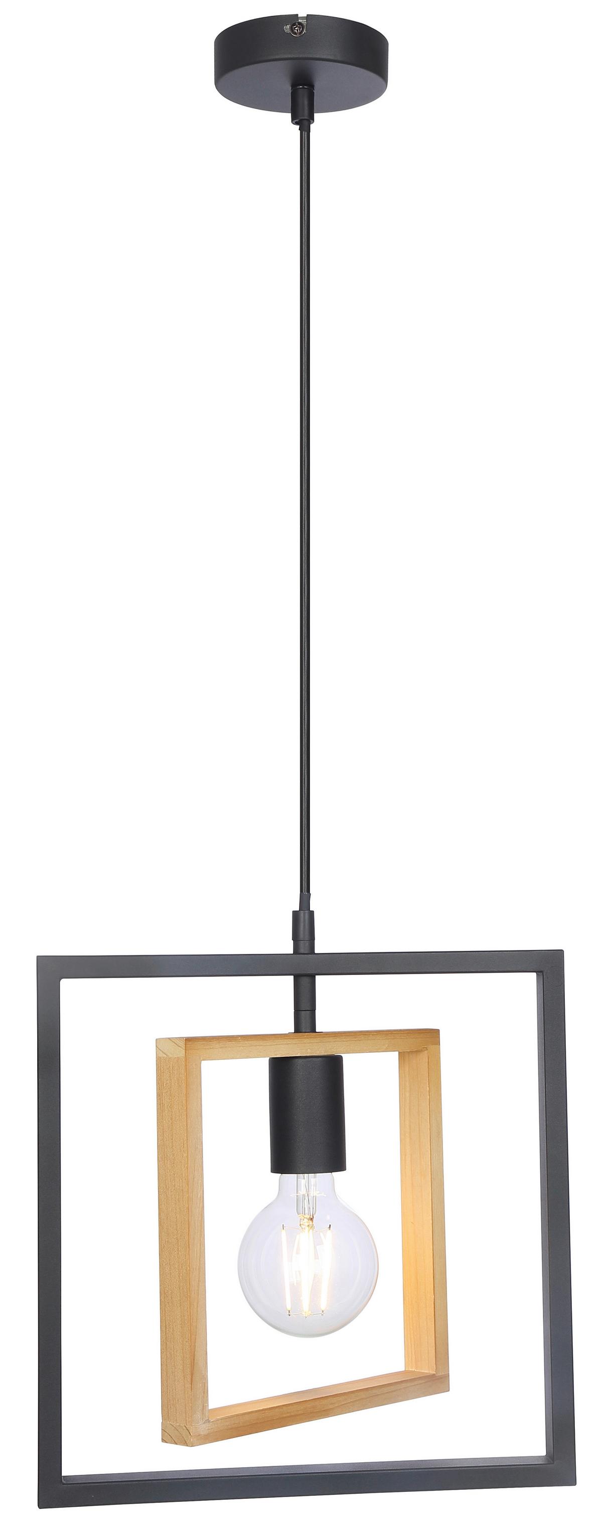 Hängeleuchte Onika H: 120 cm 1-Flammig, Echtholz - Schwarz, ROMANTIK / LANDHAUS, Holz/Metall (30/120cm) - James Wood