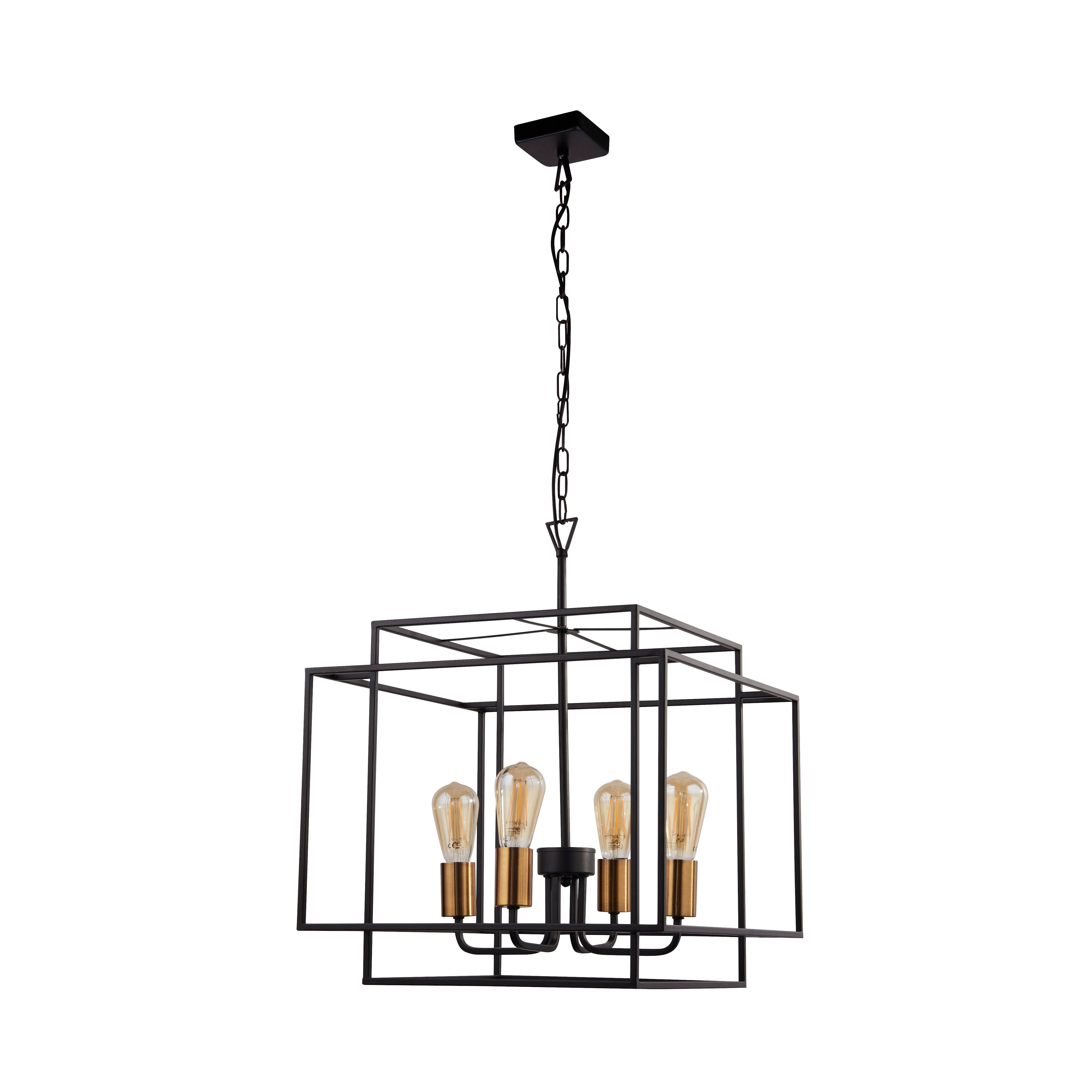 Hängeleuchte Crate H: 152 cm 4-Flammig, höhenverstellbar - Schwarz/Bronzefarben, Design, Metall (45/152/45cm)