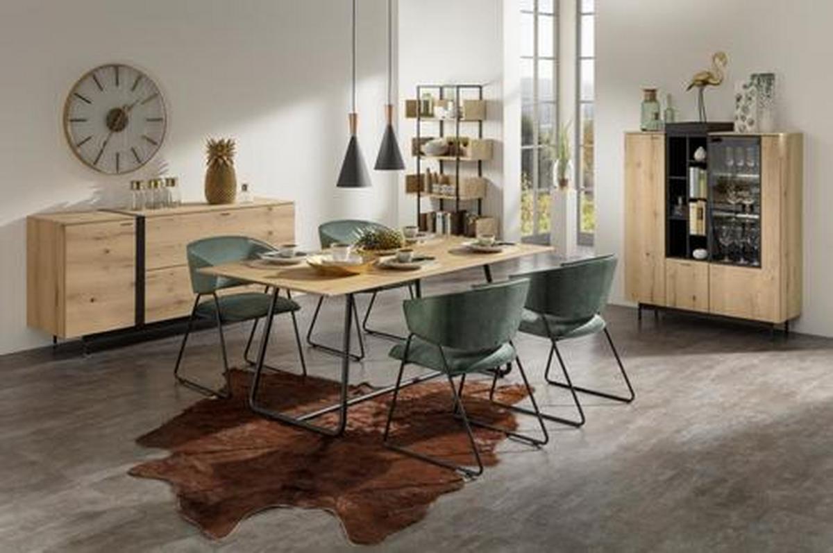 Esstisch Style Balkaneiche B: 100 Cm - Eichefarben/Anthrazit, Natur, Holz/Metall (180/100/76cm) - Livetastic