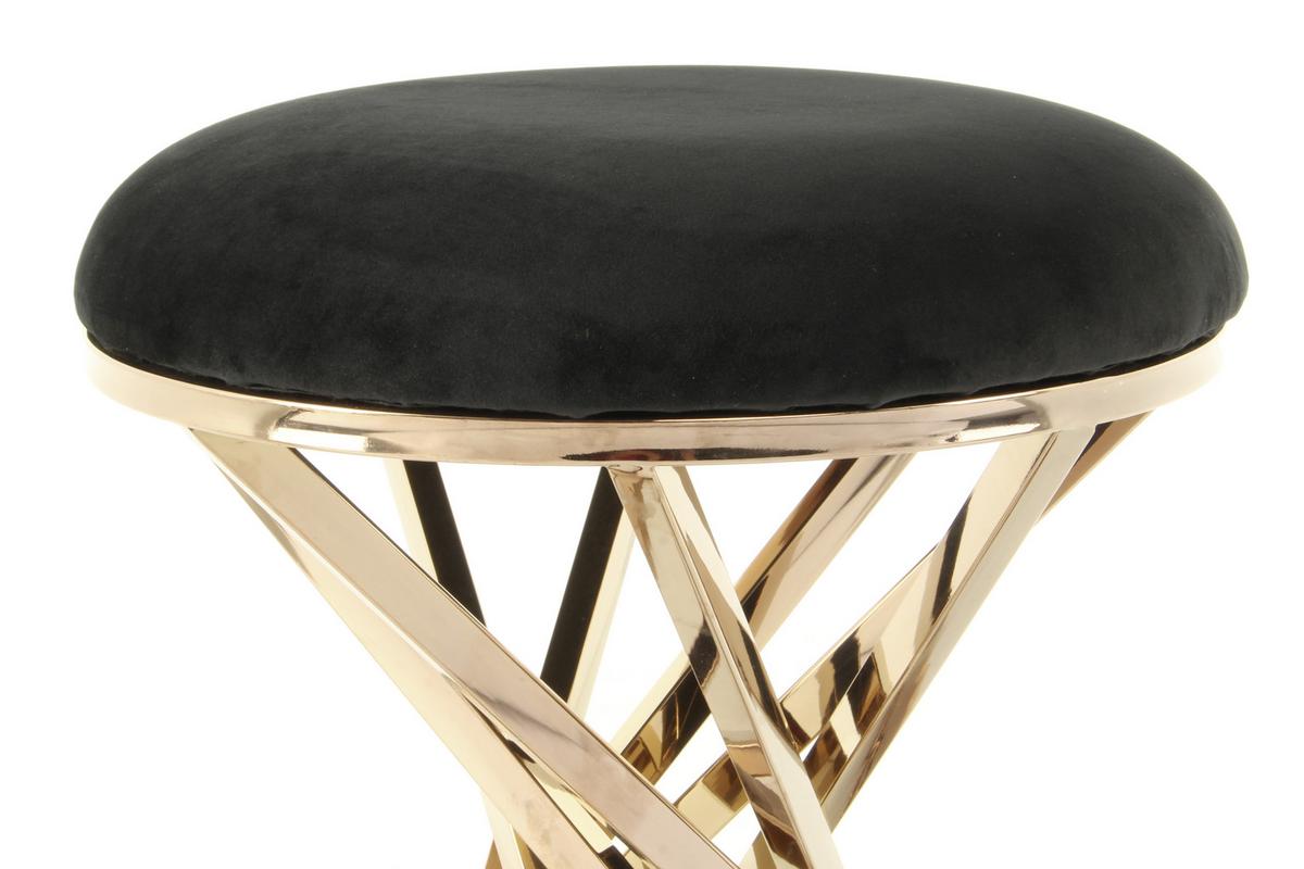 Hocker Samt/Edelstahl Schwarz/ Kupfern Sitz Gepolstert H:49cm - Schwarz/Kupferfarben, Trend, Textil/Metall (40/49/40cm) - Kayoom