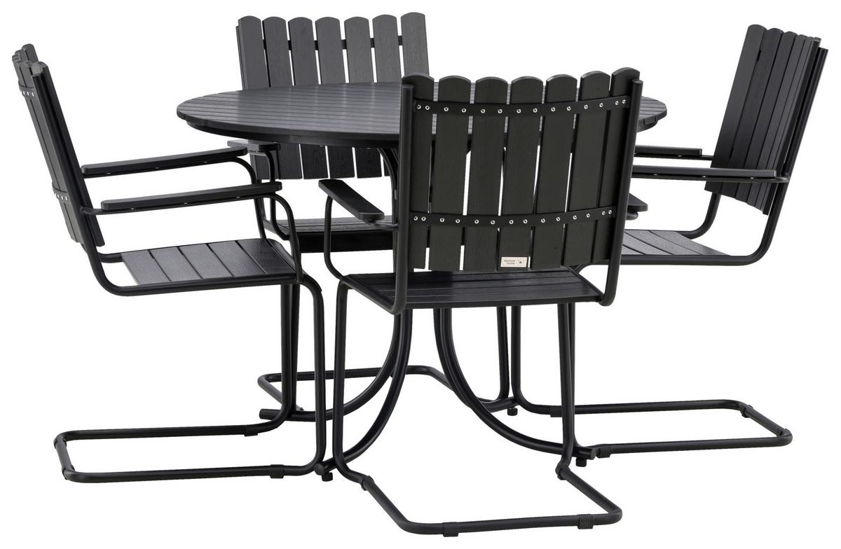 Gartentischgruppe Holmsund - Schwarz, KONVENTIONELL, Metall - Gardenson