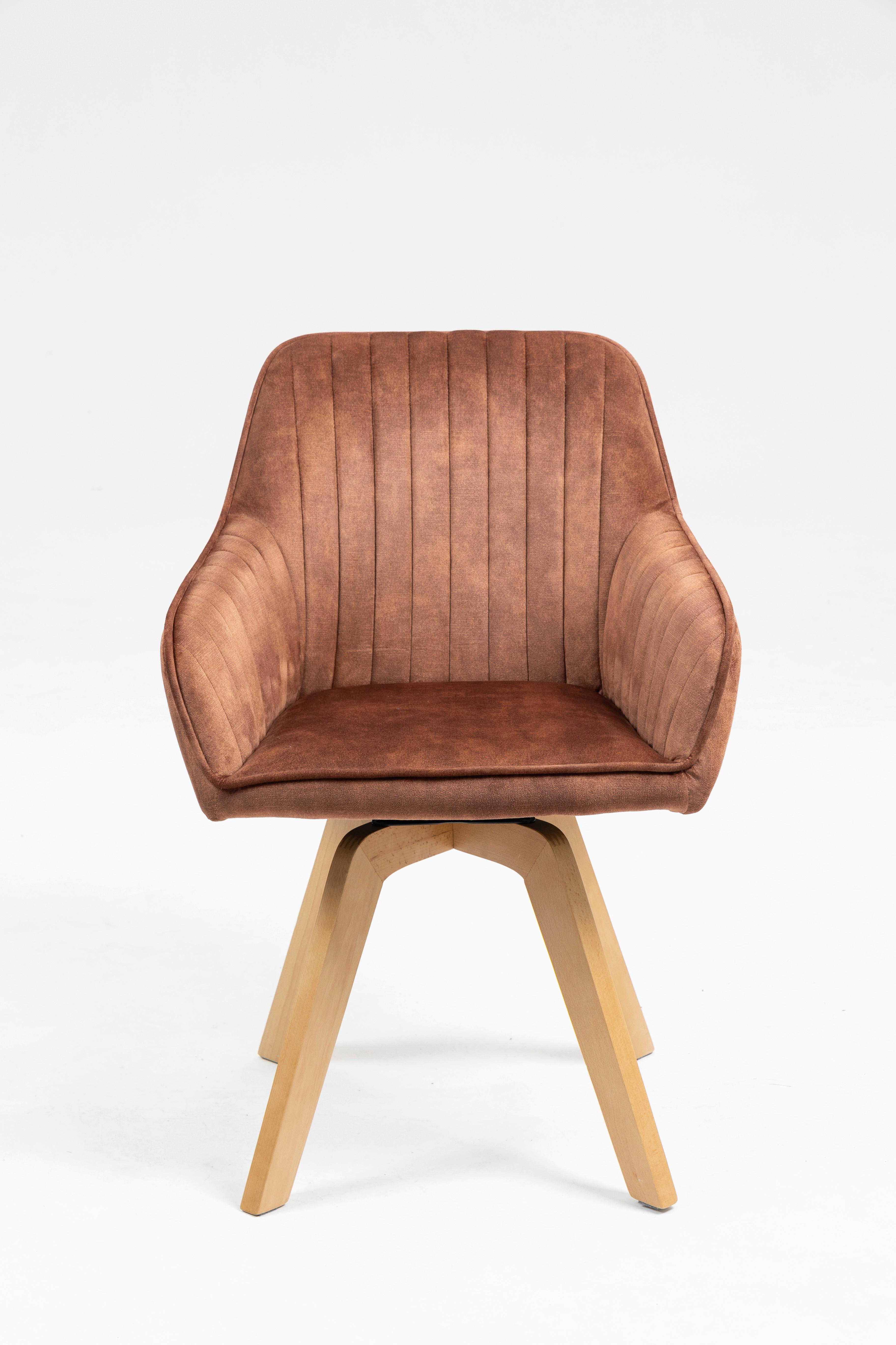 Armlehnstuhl Hanna drehbar Samt Braun,sitzfl. 180° Drehb. - Buchefarben/Braun, KONVENTIONELL, Holz/Textil (63/83/63cm)