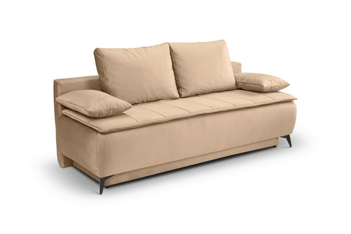 Schlafsofa Sendi Beigebraun B: 210cm - Beigebraun/Schwarz, Basics, Holz/Textil (210/103/90cm) - MID.YOU