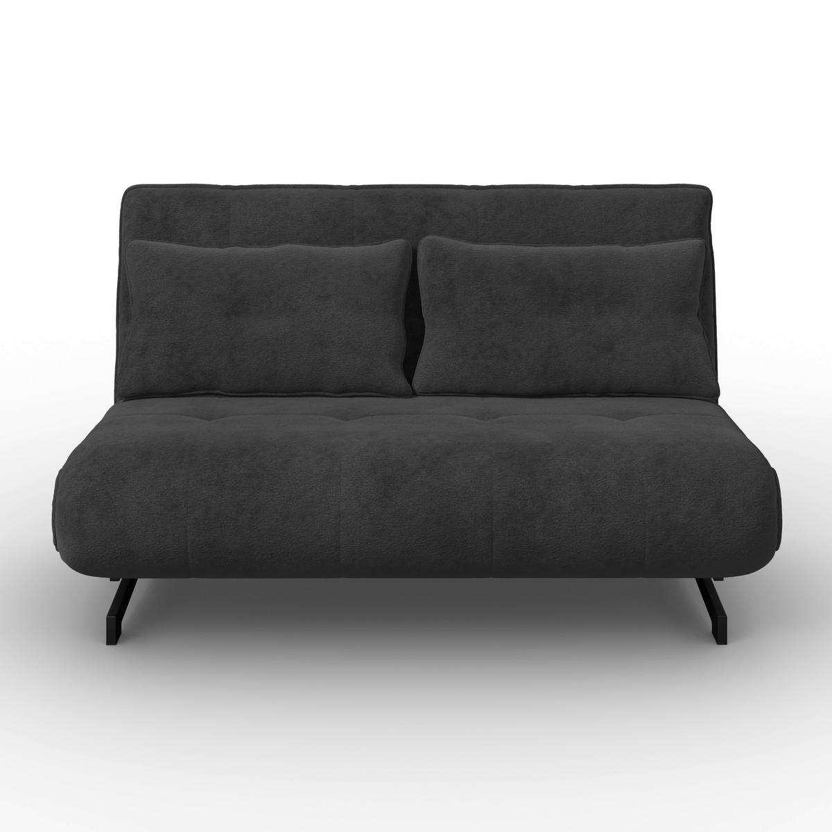 Rozkládací pohovka LUNA, tmavě šedé buklé, max.240 kg - černá/tmavě šedá, Moderní, kov/textil (142/62/40cm) - Bessagi Home