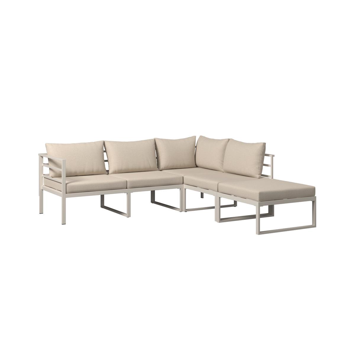 Loungegarnitur Algarve - Beige/Grau, MODERN, Holz/Textil (228/218cm) - Beldano