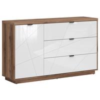 Sideboard Forn Chest Of Drawers - Eichefarben/Weiß Hochglanz, Design, Holzwerkstoff (156/93/42,5cm)