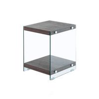 Beistelltisch Mit Ablage Elementary Hellbraun - Klar/Hellbraun, Basics, Glas/Holzwerkstoff (35/35/45cm) - Kayoom