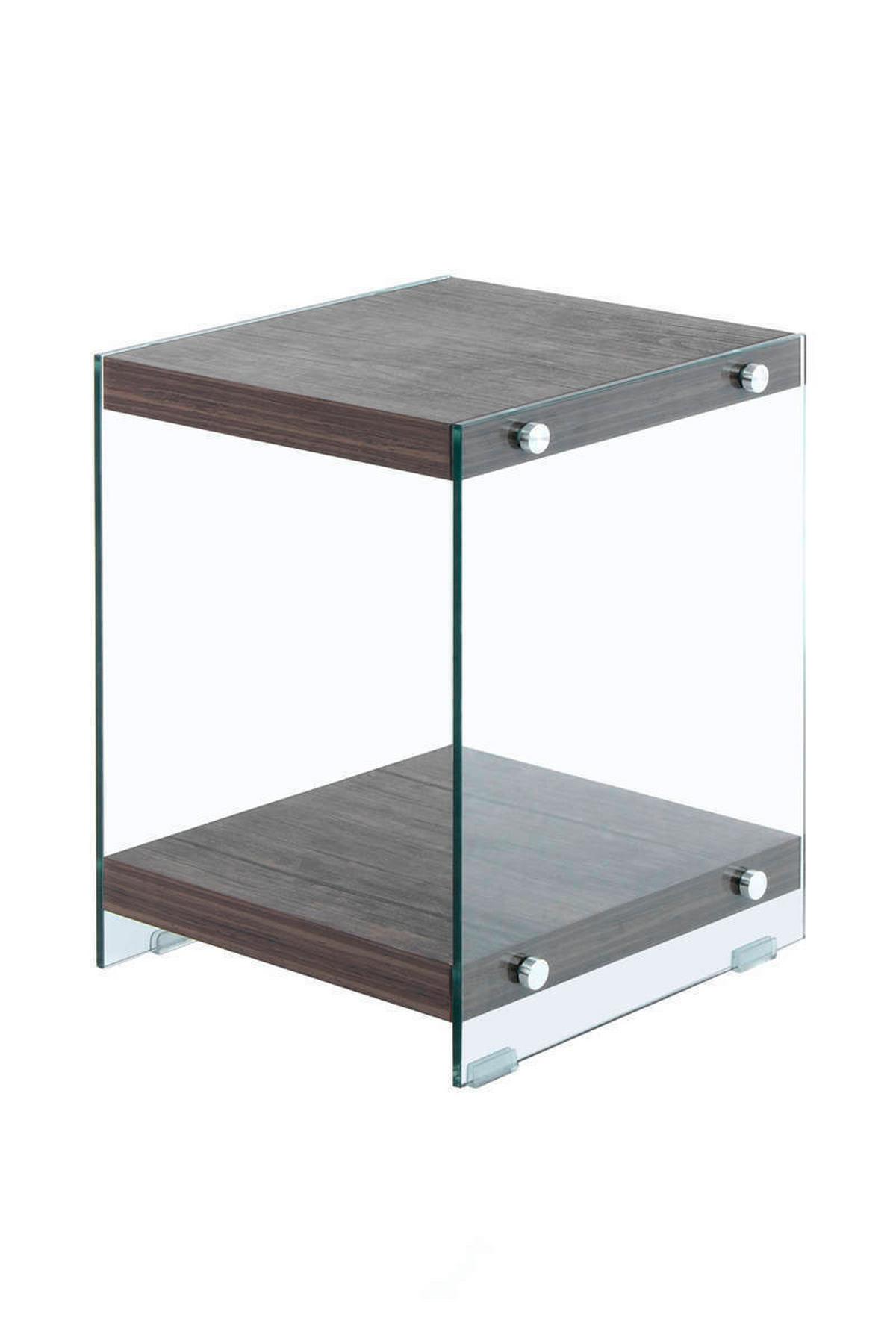 Beistelltisch Mit Ablage Elementary Hellbraun - Klar/Hellbraun, Basics, Glas/Holzwerkstoff (35/35/45cm) - Kayoom