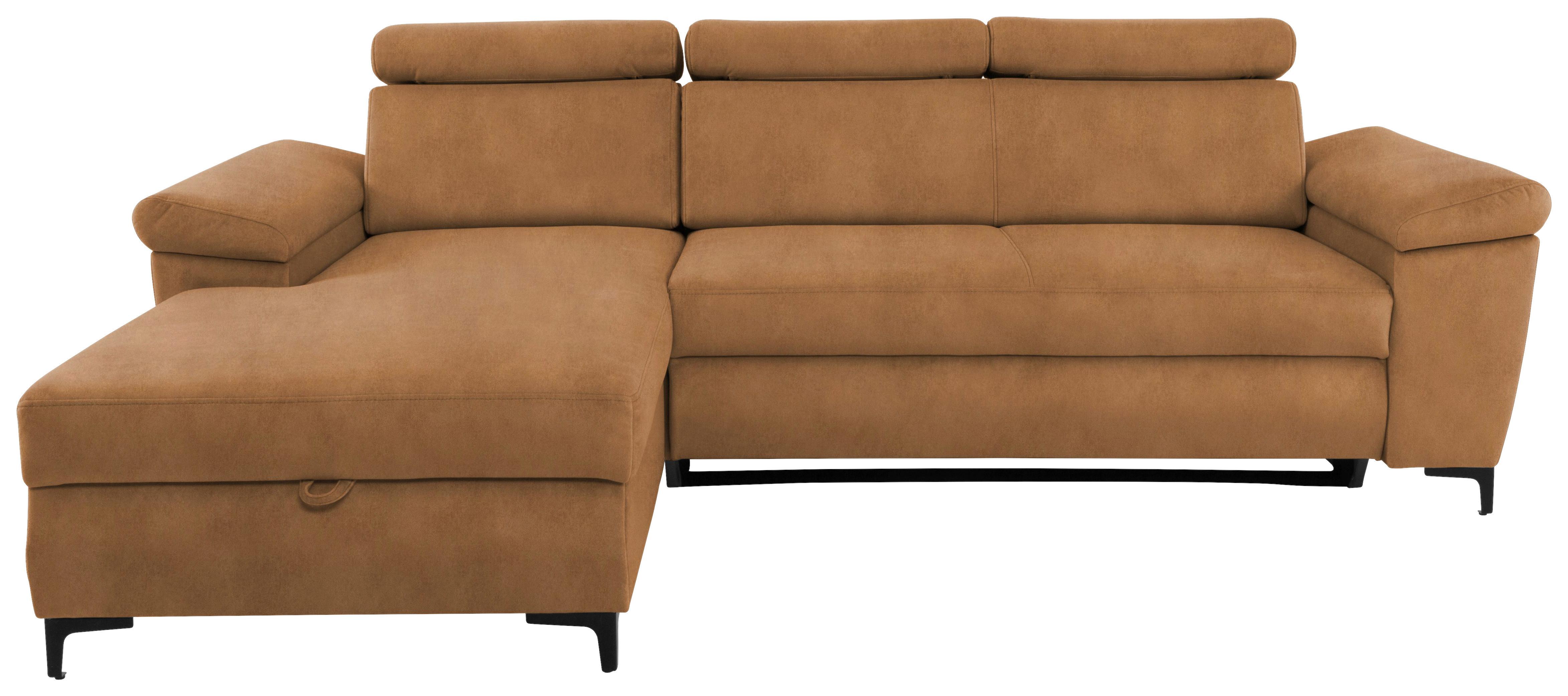 Eckschlafsofa Santi Bernsteinfarben S: 176/258 cm - Bernsteinfarben/Schwarz, MODERN, Textil (176/258cm) - MID.YOU