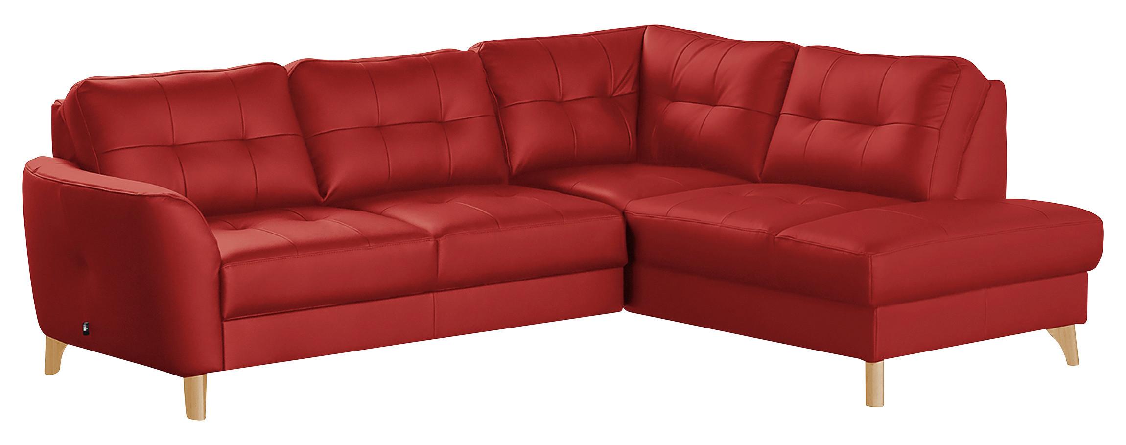 Ecksofa Nordic Rot S: ca. 236x190 cm - Buchefarben/Rot, Design, Leder/Textil (236/190cm) - Livetastic
