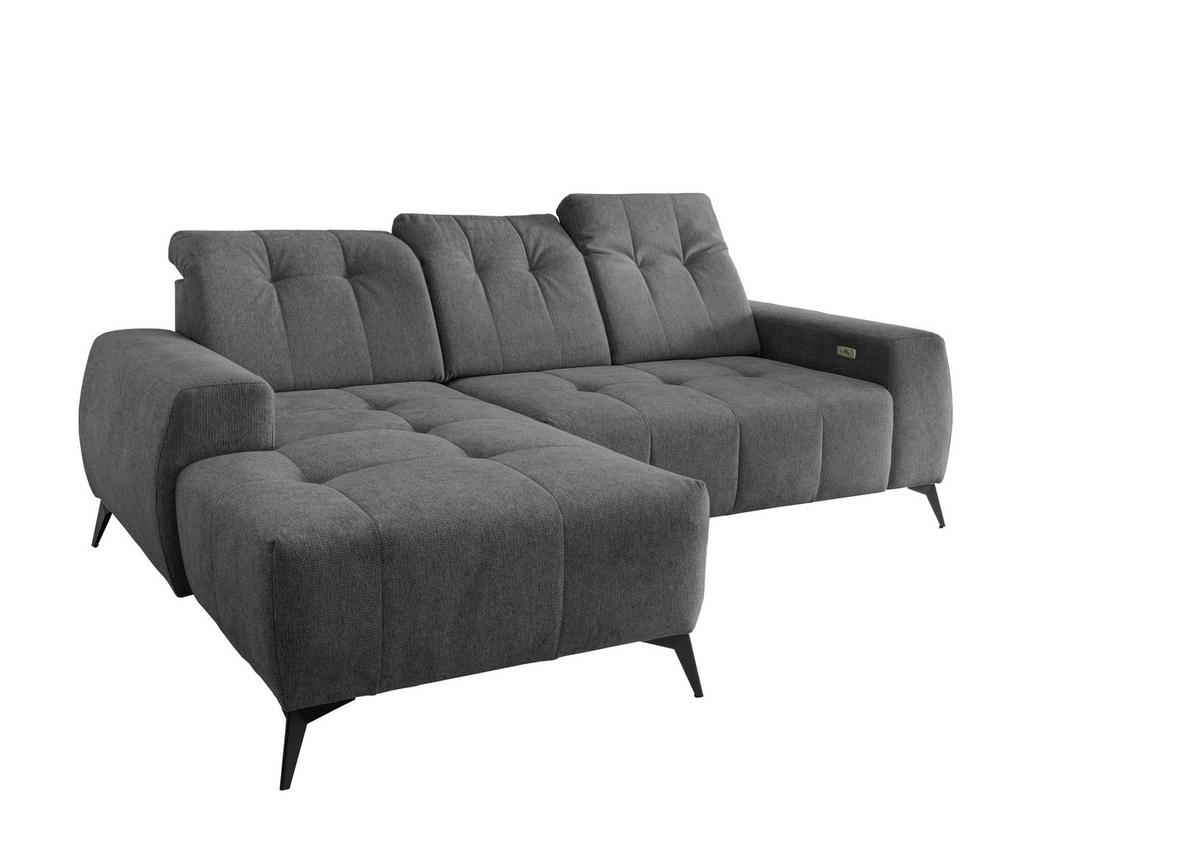Ecksofa Mit Usb Anschluss Sano, Anthrazit, S: 180x258 Cm - Anthrazit/Schwarz, MODERN, Textil (180/258cm) - Livetastic