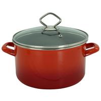 Fleischtopf Rot D: 20 cm Rund - Rot, Basics, Glas/Metall (20cm)