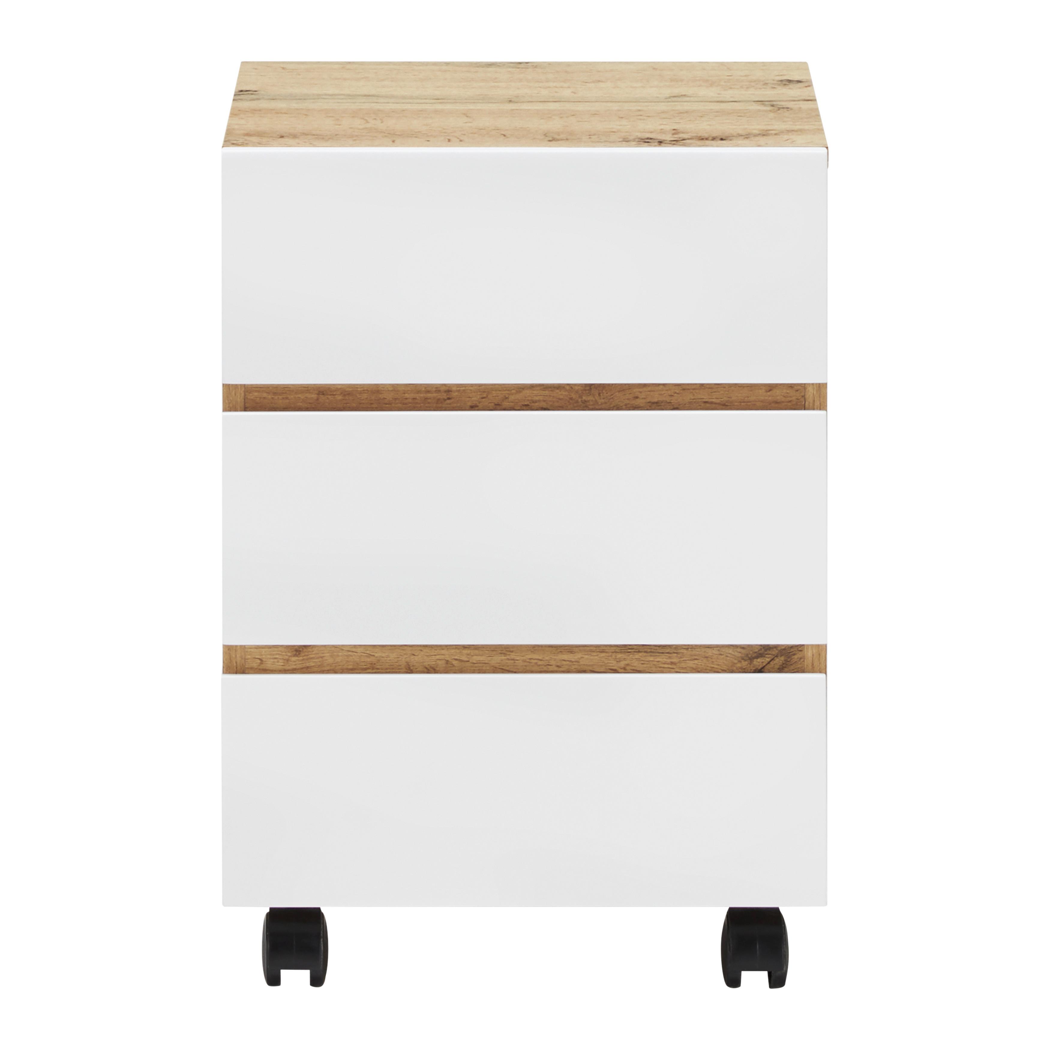 Kontajner Fiona Šírka 40cm - farby borovice/biela, Moderný, kompozitné drevo/plast (40/57/40cm) - Bessagi Home