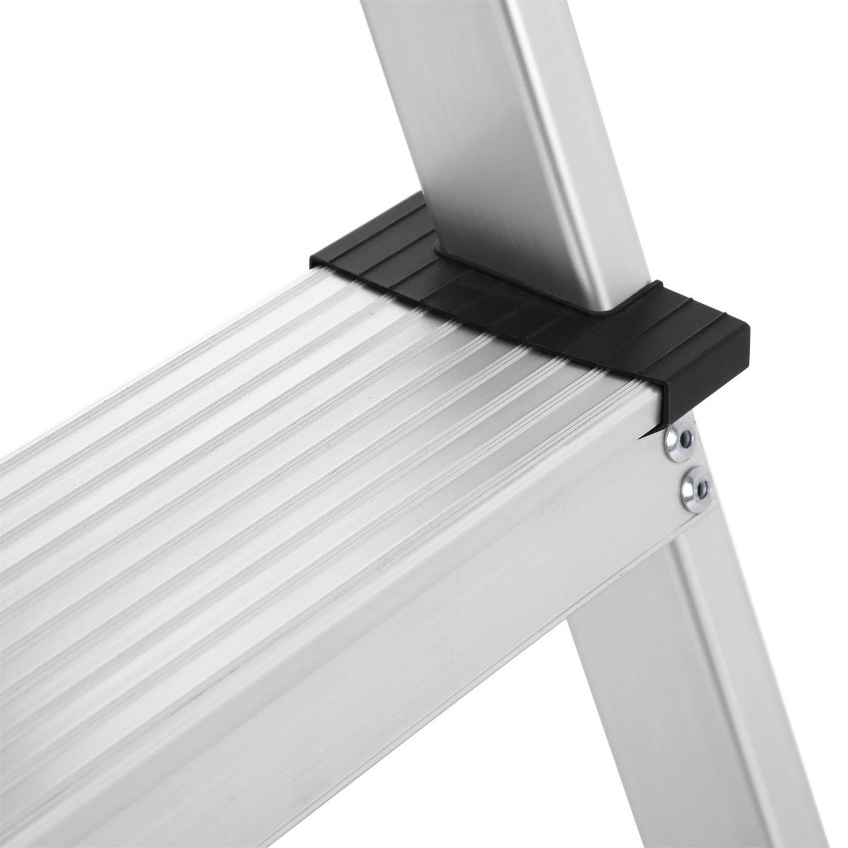 KLAPPTRITTLEITER Aluminium, B/H/T: 44x68x20 cm - Silberfarben/Schwarz, Basics, Kunststoff/Metall (44/68/20cm)