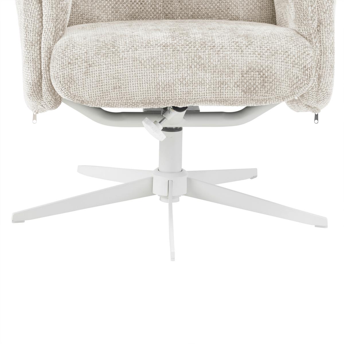 Relaxačné kreslo STAR, krémová ženilka, s taburetom - biela/krémová, Modern, kov/textil (72/107-95/86-110cm) - Mömax