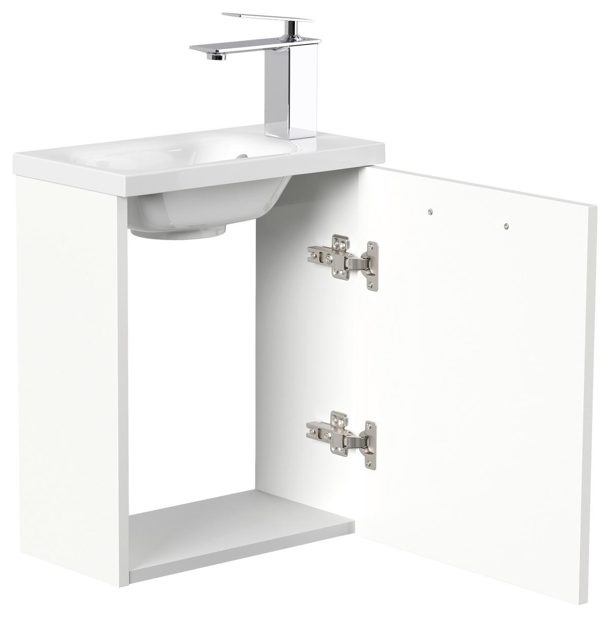 Gästebad Pieni Weiß Hg B: 40 cm - Weiß Hochglanz, MODERN, Holzwerkstoff/Stein (40cm) - MID.YOU