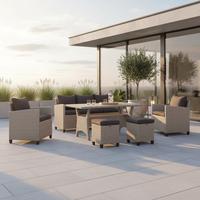 Loungegarnitur 16-tlg. Striano Inkl. Kissen - Dunkelbraun/Naturfarben, KONVENTIONELL, Kunststoff/Textil (172/75/65cm) - Gardenson