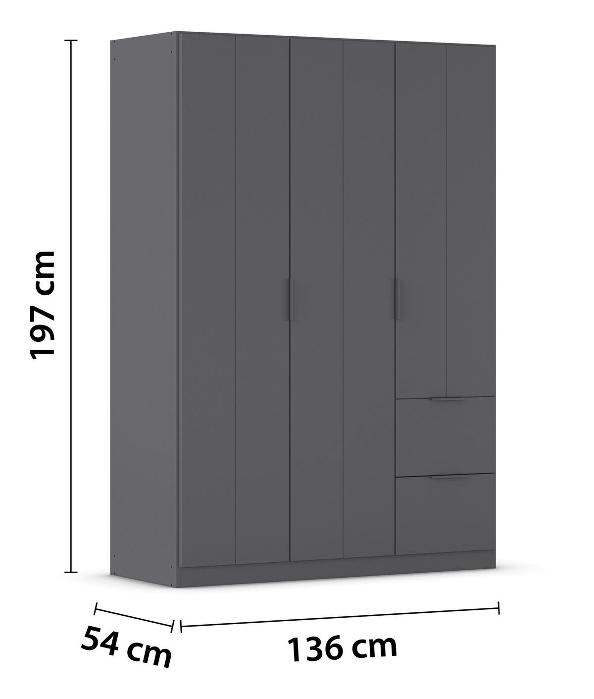 DREHTÜRENSCHRANK Ella Grau B: 136cm - Grau, MODERN, Holzwerkstoff (136/197/54cm) - Rauch Möbel