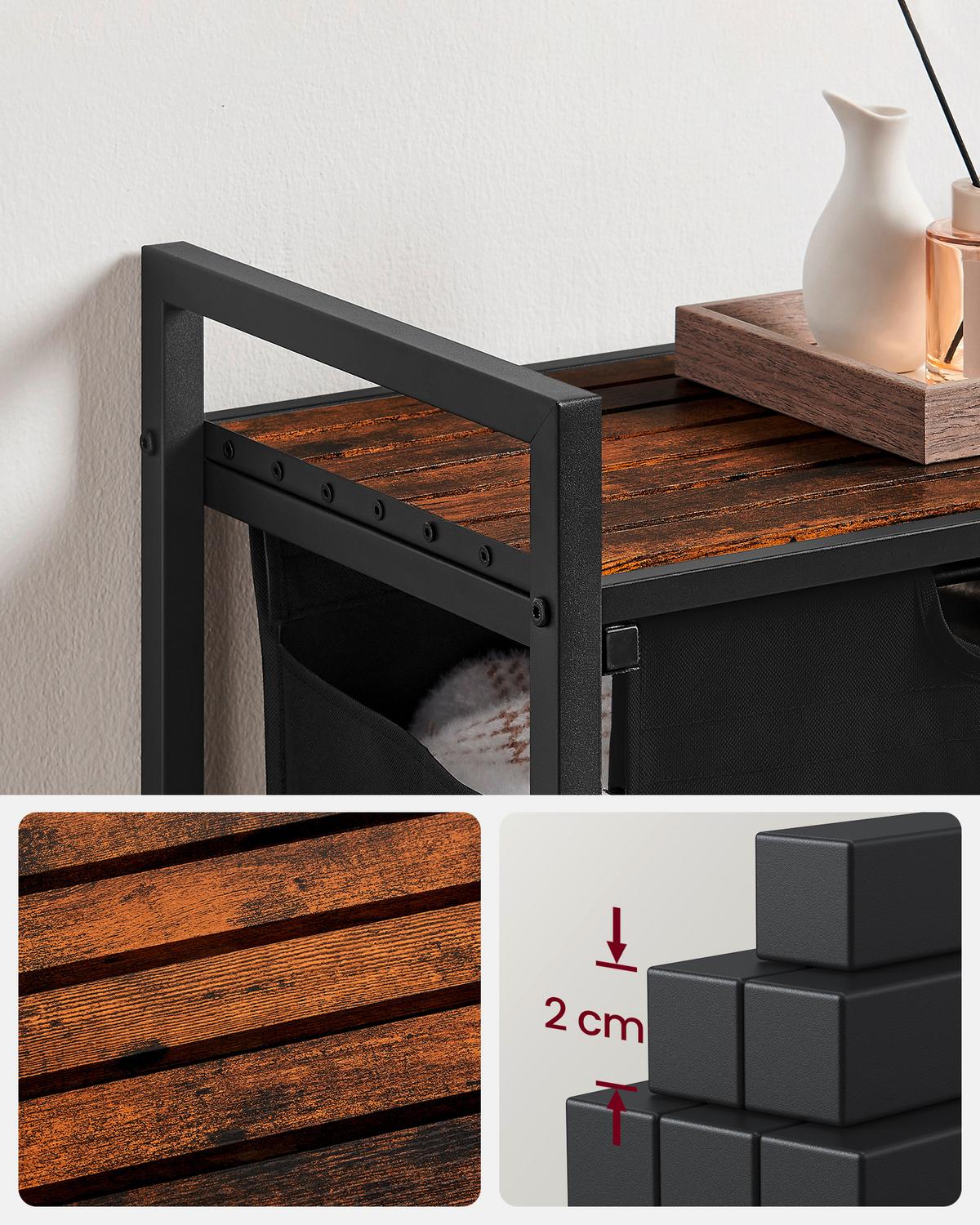 Wäschekorb Braun/Schwarz B: 50cm - Schwarz/Braun, Trend, Holzwerkstoff/Textil (50/72/33cm) - MID.YOU