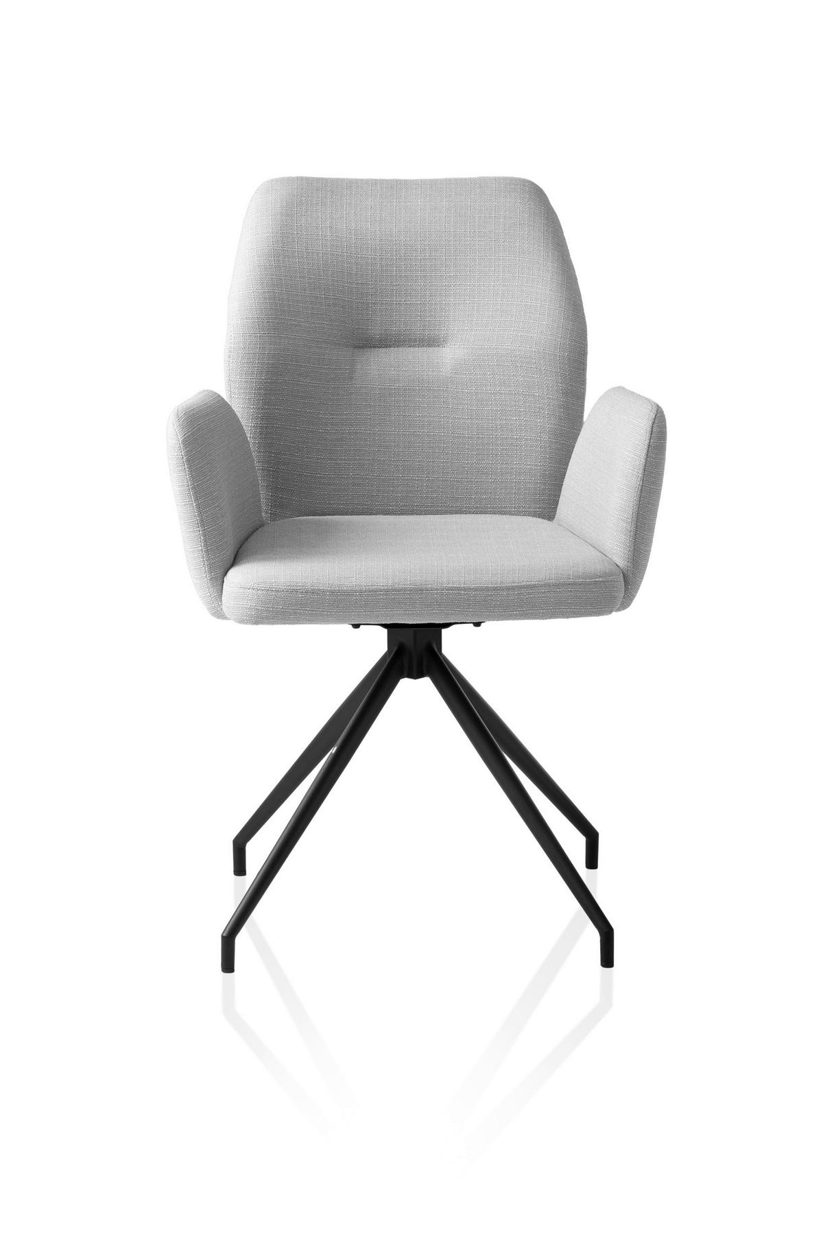 Armlehnstuhl Hellgrau B: 59cm - Hellgrau/Schwarz, MODERN, Textil/Metall (59/88/58cm) - Livetastic