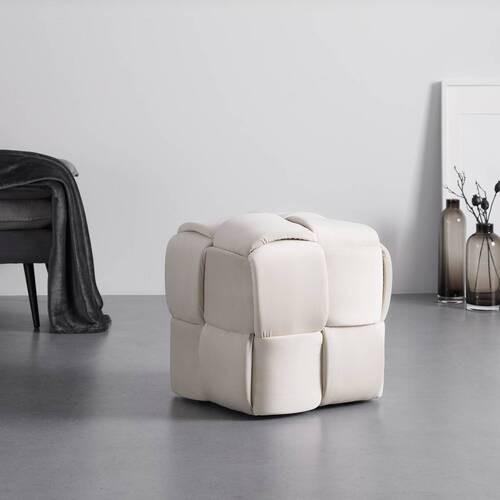 Taburet ELLA béžová zamat - čierna/béžová, Modern, drevo/textil (47/47/47cm) - Bessagi Home