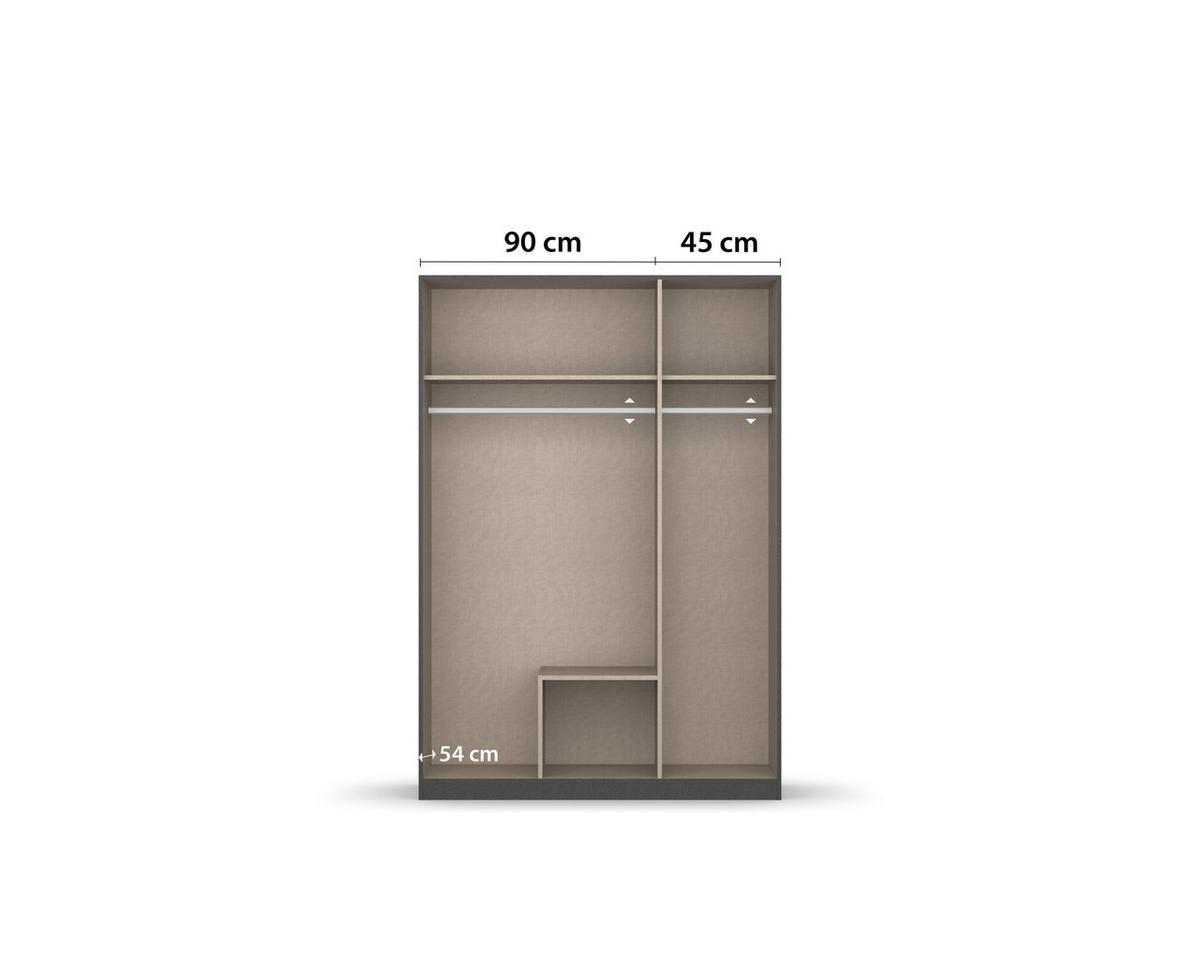 DREHTÜRENSCHRANK Style-Up Grau B: 136cm - Grau, MODERN, Holzwerkstoff (136/197/54cm) - Rauch Möbel