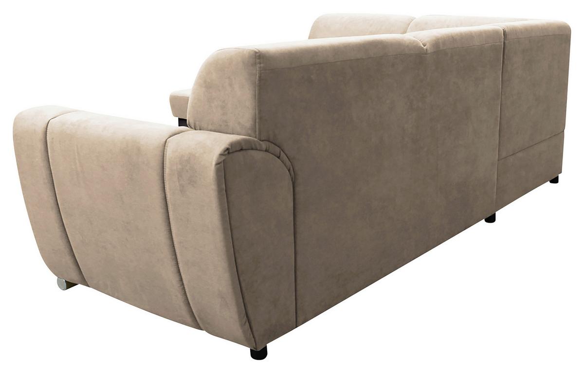 Ecksofa mit Bettkasten Doris Rücken Echt Braun/Beige - Dunkelbraun/Beige, Design, Textil (196/255cm) - MID.YOU