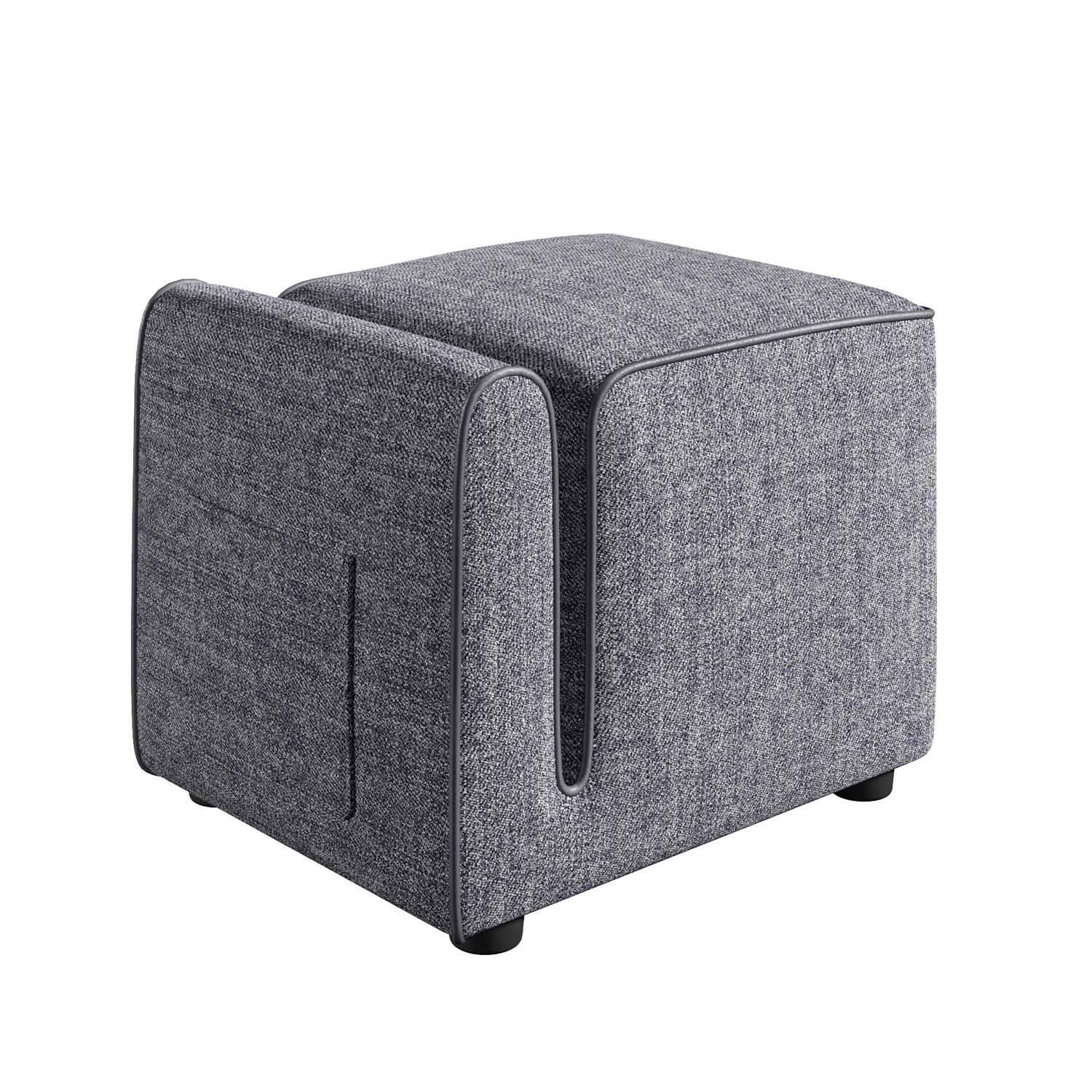 Hocker Paris Grau B: 53 cm - Grau, Design, Textil (53/43/42cm) - Livetastic