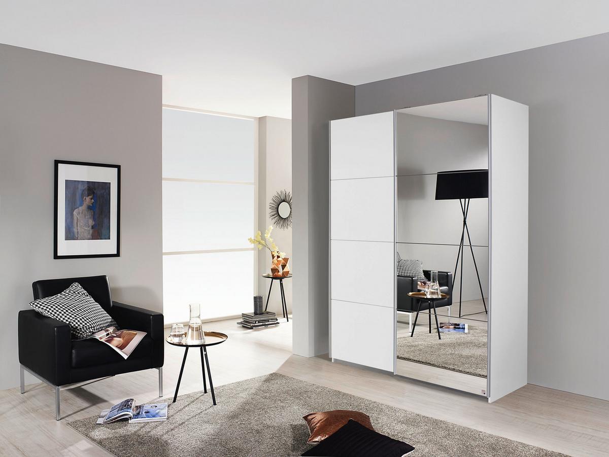 Schwebetürenschrank Subito - Silberfarben/Weiß, MODERN, Holzwerkstoff (136/197/61cm) - Rauch Möbel