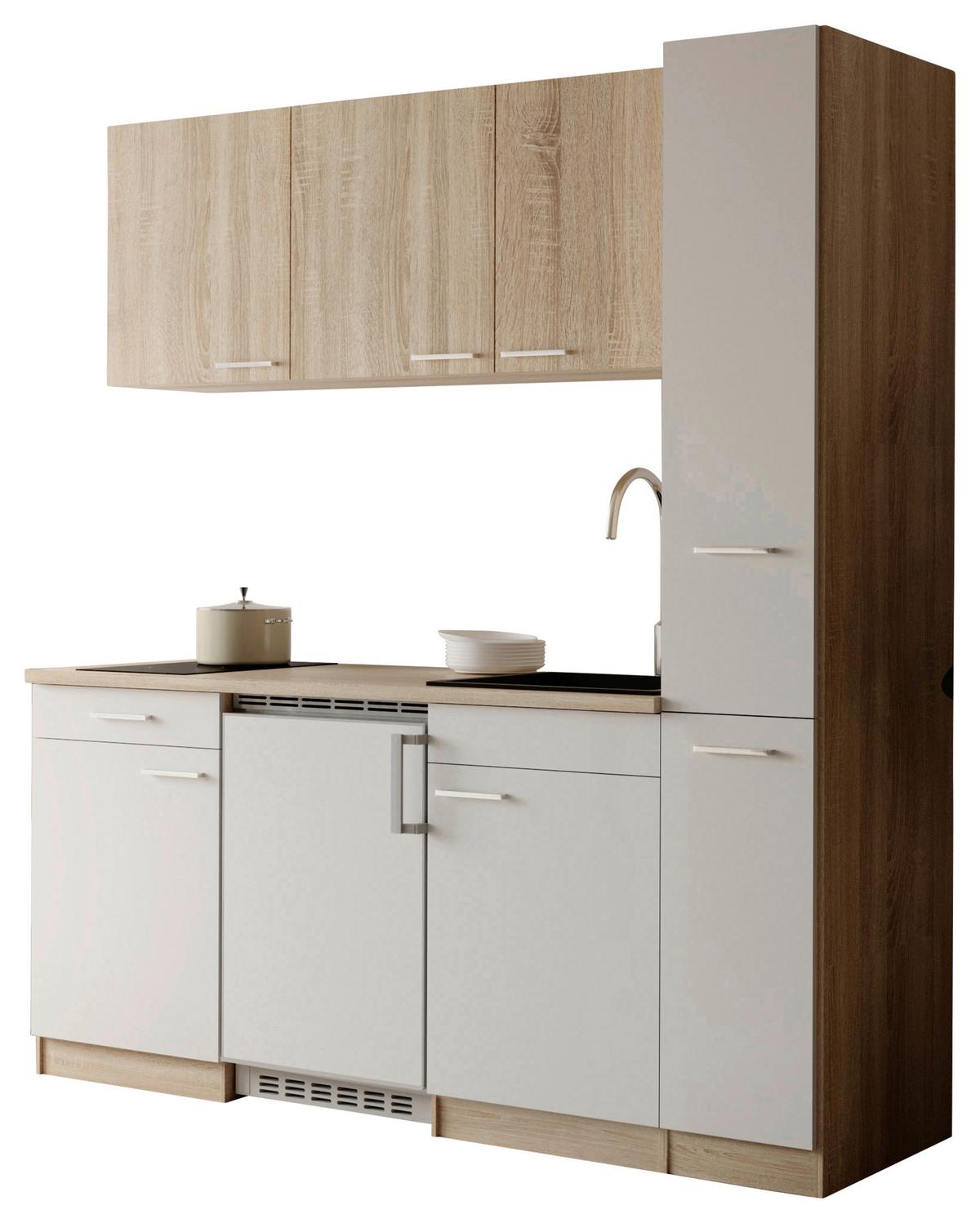 KÜCHENBLOCK Ingrid, Weiß B: 180 cm - Eichefarben/Weiß, Design, Holzwerkstoff (180cm) - Respekta