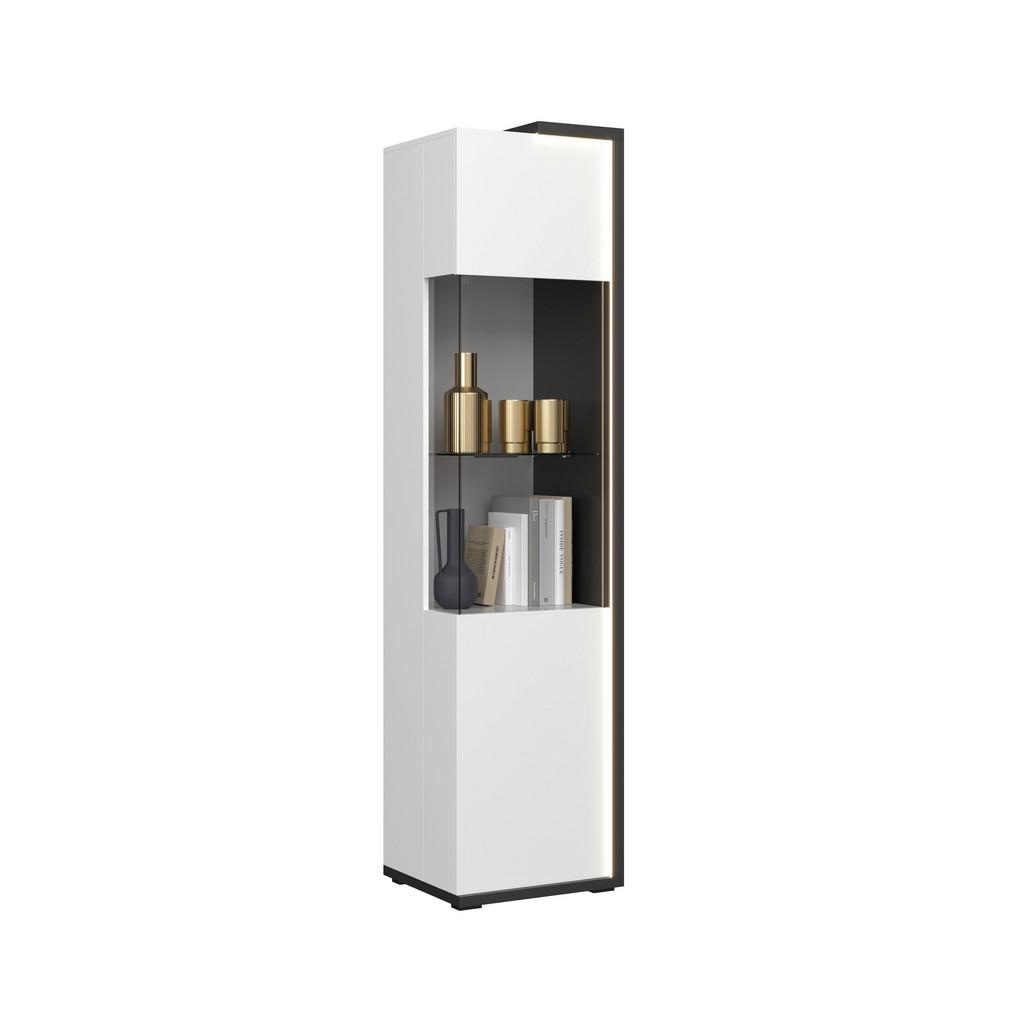 Vitrine Ambiente B: 48,5 cm mit LED Alpinweiss/Anthrazit