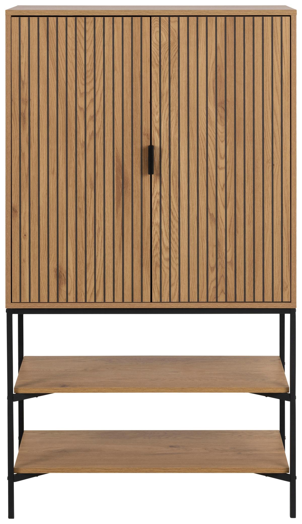 Vysoká komoda Jaipur - čierna/farba duba, Design, kov/kompozitné drevo (80/140/40cm) - Livetastic