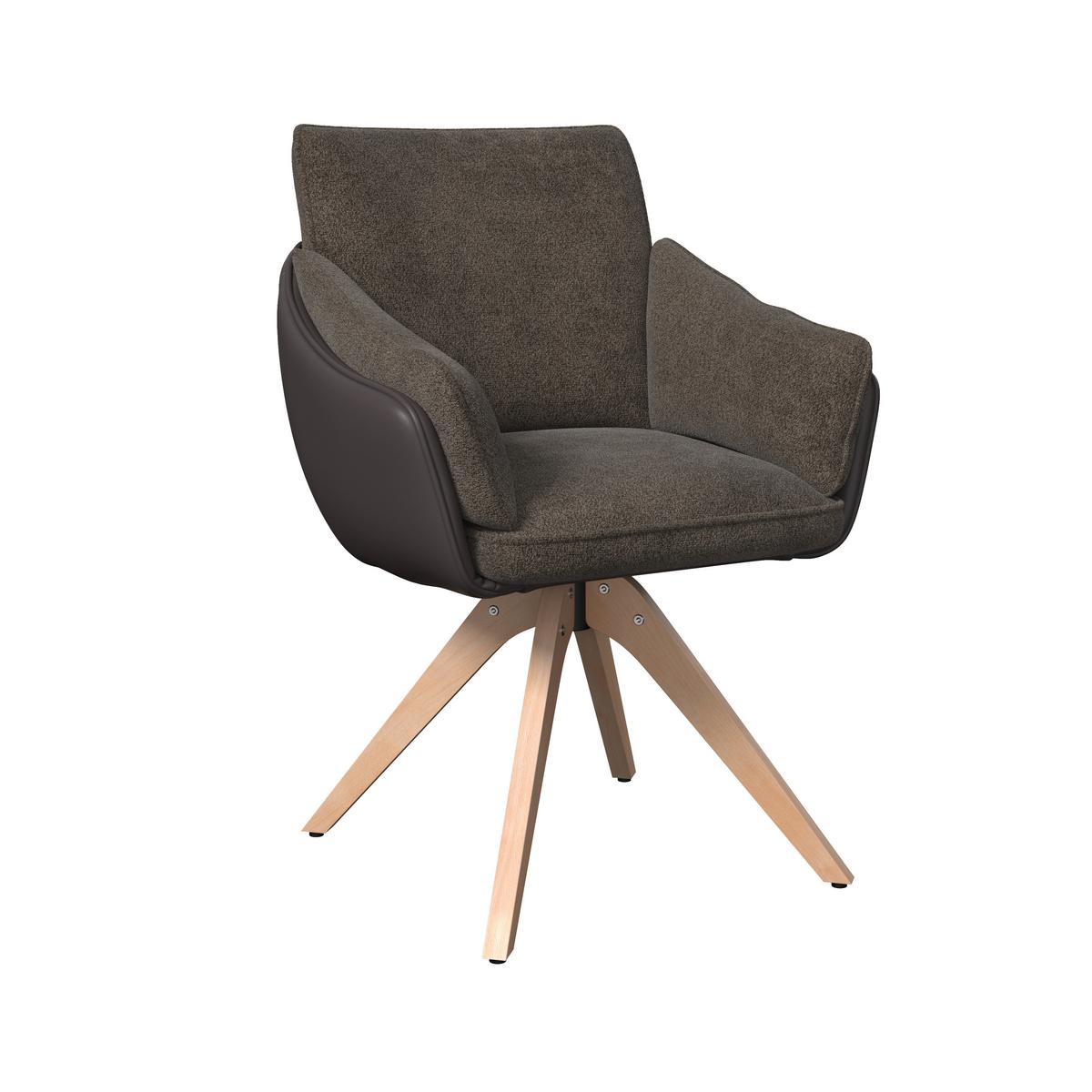 Židle s područkami Alja, hnědá - barvy buku/hnědá, Moderní, kov/dřevo (66/89/62cm) - Bessagi Home