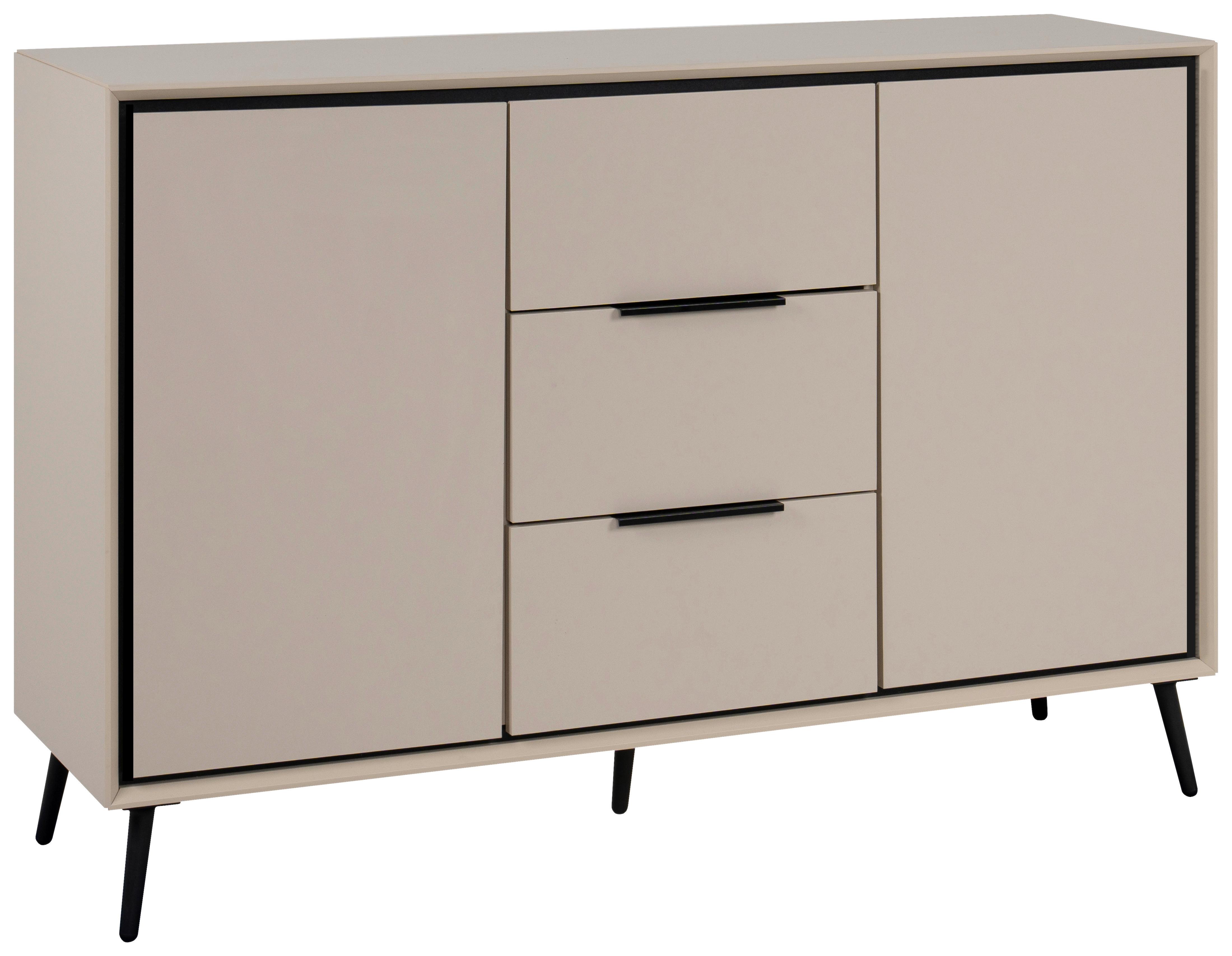 Kommode Arona 01b - Sandfarben/Schwarz, KONVENTIONELL, Holzwerkstoff (135/90/38cm) - Livetastic