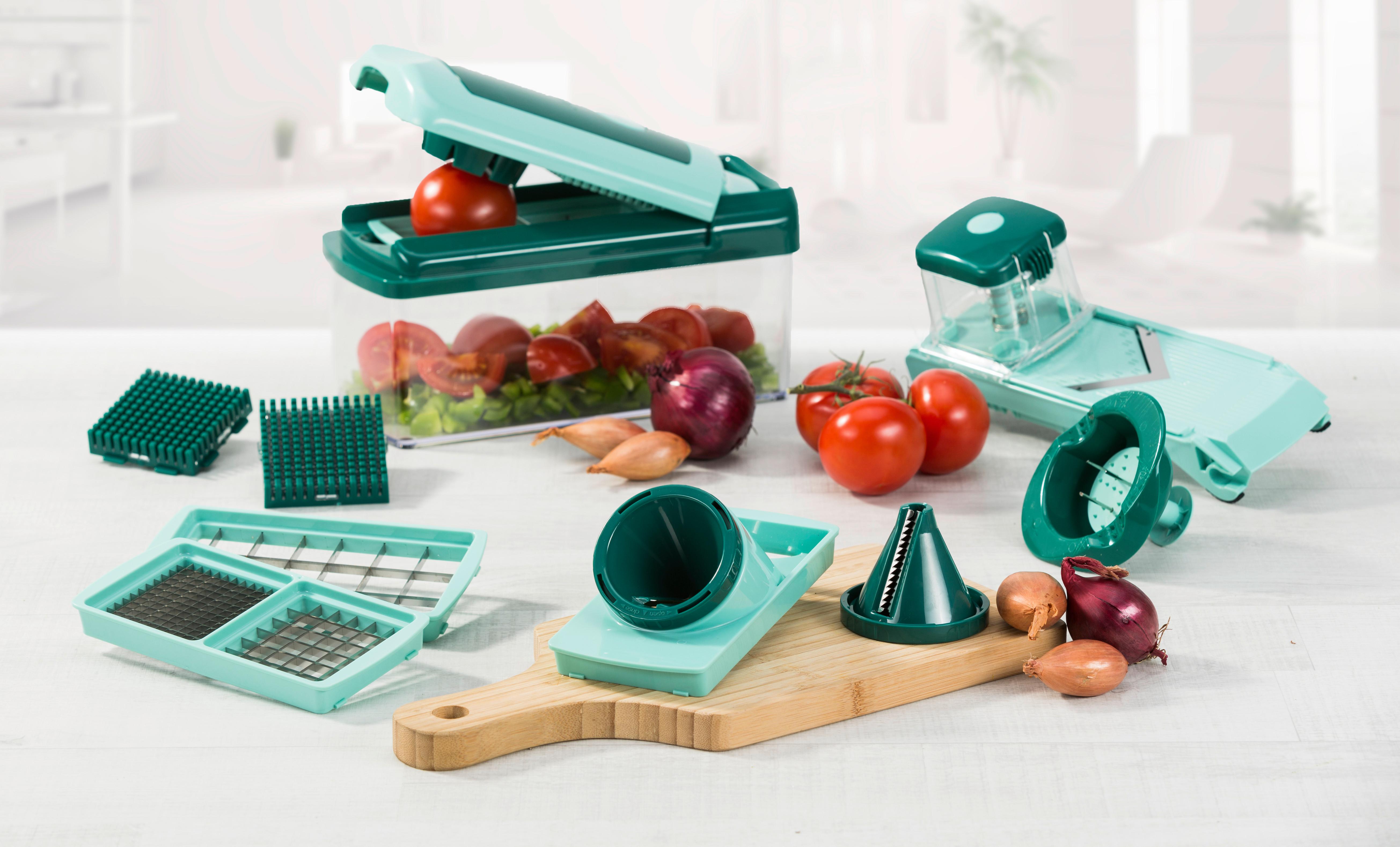 Obst/gemüseschneiderset-set Nicer Dicer Fusion 16 Tlg. - Dunkelgrün, Basics, Kunststoff/Metall - Genius