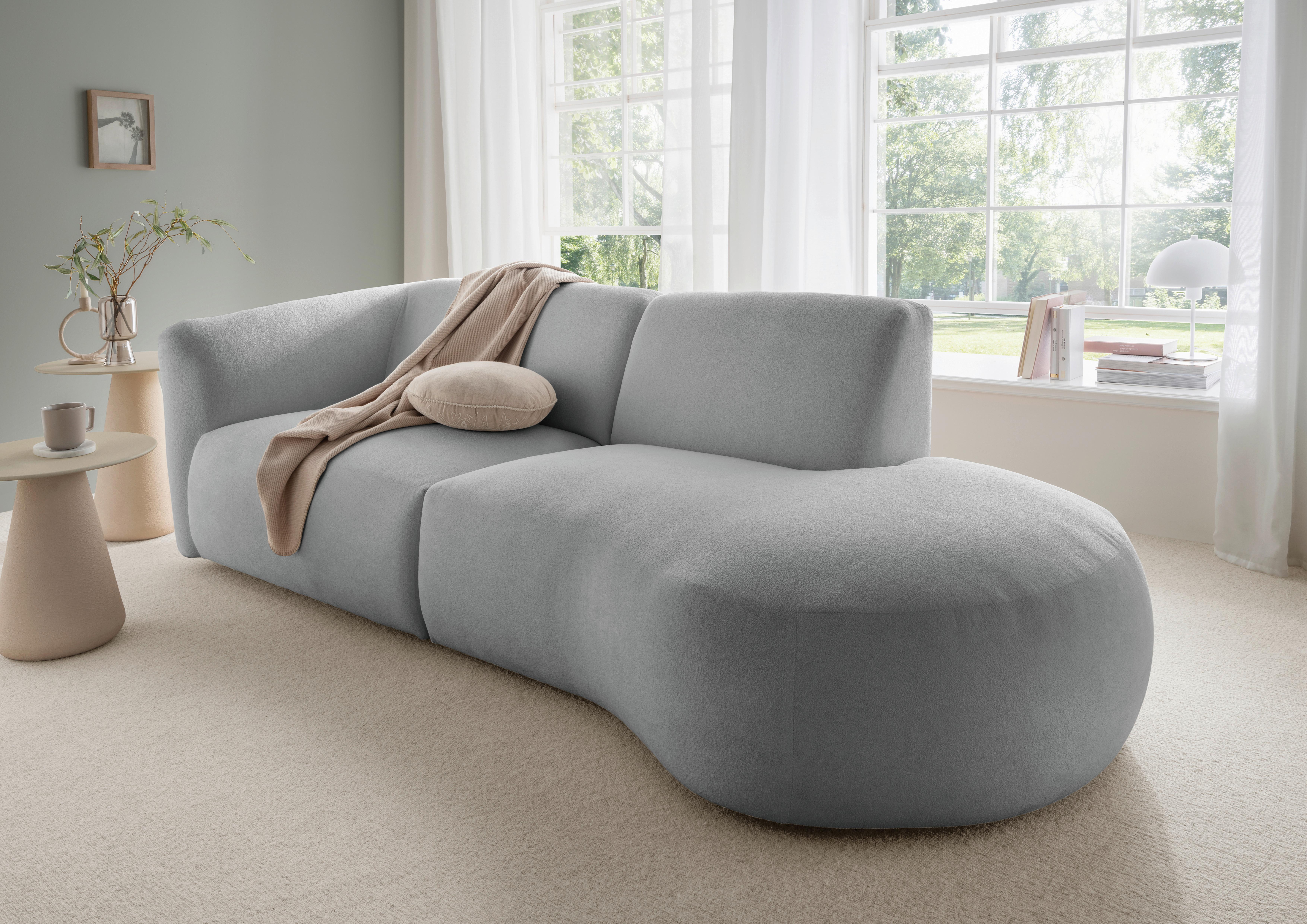 Ecksofa Jesi Silberfarben S: 238x107 Cm - Silberfarben/Schwarz, MODERN, Textil (238/107cm) - Livetastic