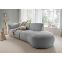 Ecksofa Jesi Silberfarben S: 238x107 Cm - Silberfarben/Schwarz, MODERN, Textil (238/107cm) - Livetastic