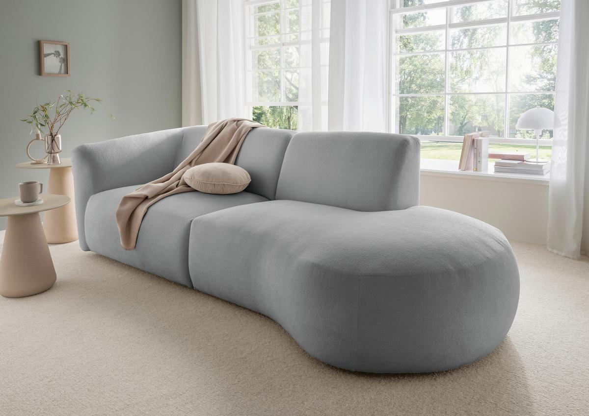 Ecksofa Jesi Silberfarben S: 238x107 Cm - Silberfarben/Schwarz, MODERN, Textil (238/107cm) - Livetastic