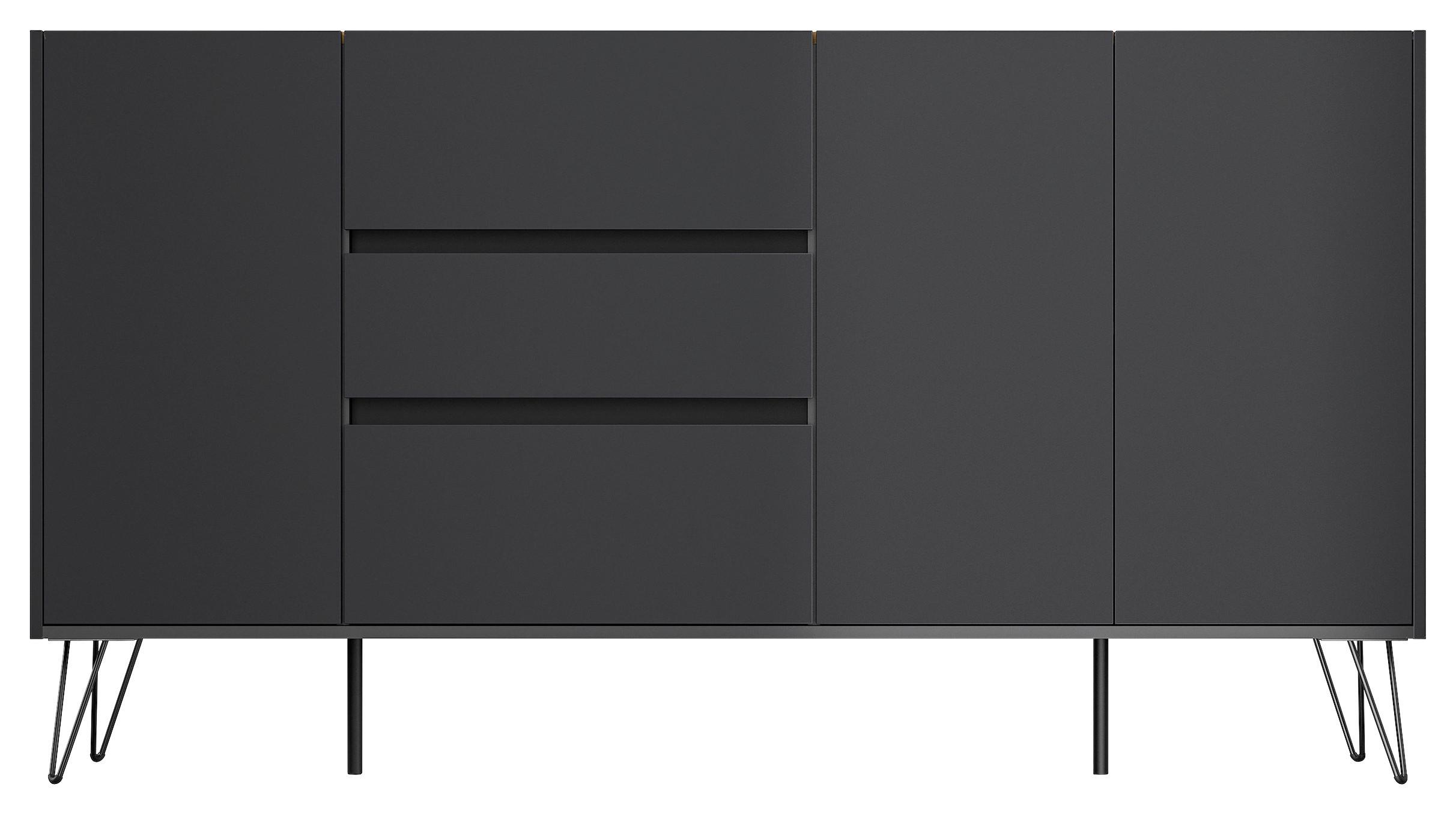 Sideboard Posseik Industrial Eichefarben/graphitf. B: 177cm - Eichefarben/Schwarz, Design, Holzwerkstoff (177/93,6/42cm) - P & B