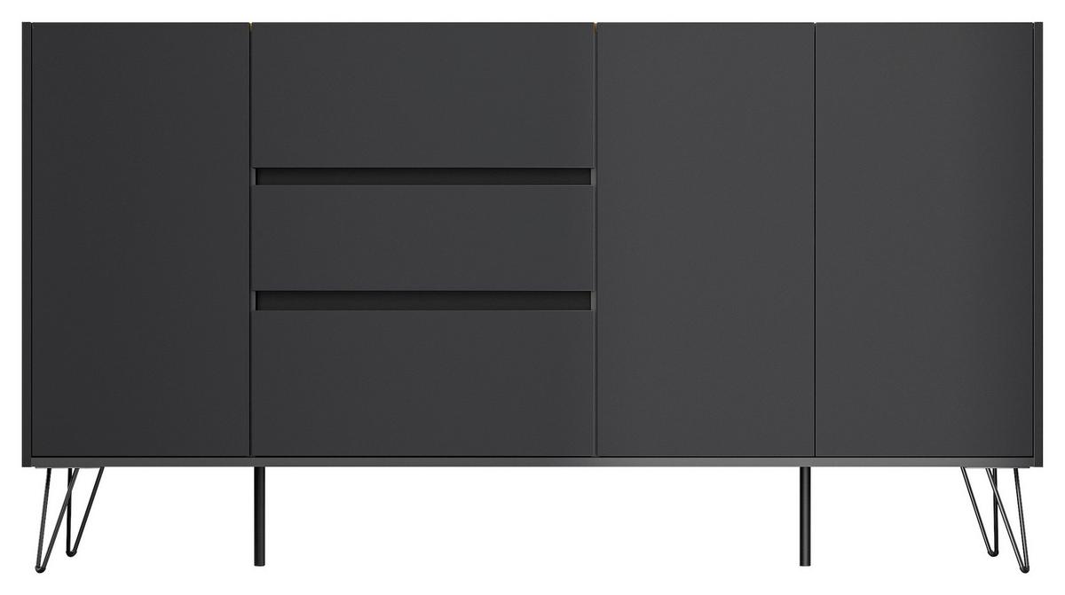 Sideboard Posseik Industrial Eichefarben/graphitf. B: 177cm - Eichefarben/Schwarz, Design, Holzwerkstoff (177/93,6/42cm) - P & B