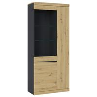 Vitrine Turino Eiche Artisan Anthrazit B: 86 cm - Eichefarben/Anthrazit, Trend, Glas/Holzwerkstoff (86/196,5/39,9cm)