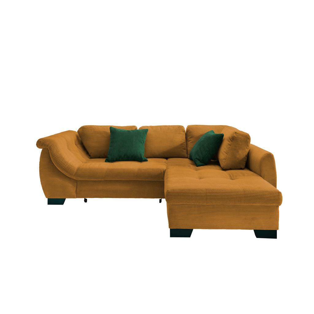 Ecksofa mit Schlaffunktion Flora Goldfarben Cord