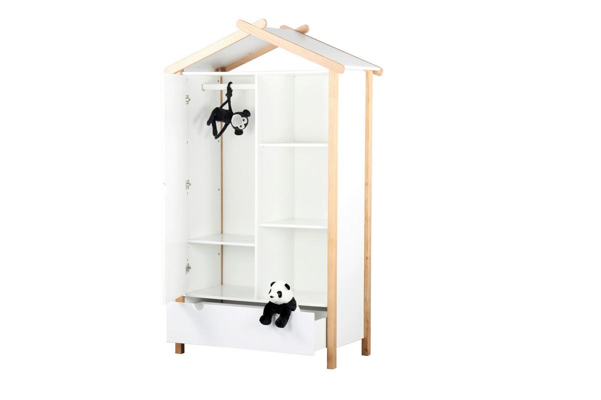 DREHTÜRENSCHRANK Naturfarben/Weiß B: 112cm - Weiß/Naturfarben, Design, Holz/Holzwerkstoff (112/187/51cm) - Livetastic