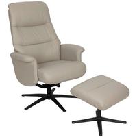 Relaxsesselset Repose Hellgrau B: 76 Cm - Hellgrau/Schwarz, Design, Leder/Textil (76/107/79cm) - Livetastic