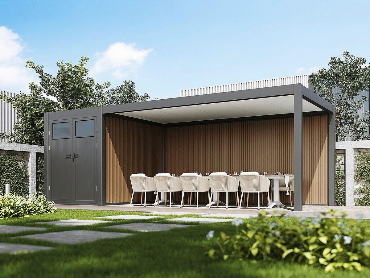 Carport- PergoLine 300x720 cm wetterbeständig, graphitfarben - Graphitfarben, Basics, Metall (300/255/720cm) - Gardenson