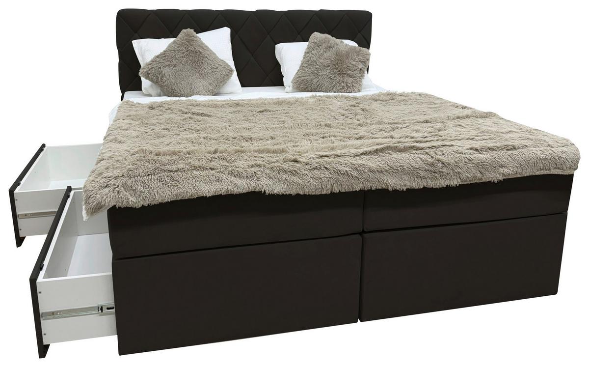 Boxbett Capri Schwarz, Lf: 180x200 cm - Schwarz, MODERN, Textil (180/200cm) - Livetastic